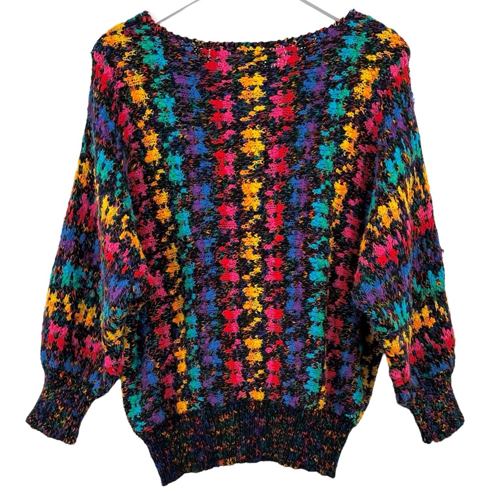 Vintage Colter Bay Black Pink Multicolor Chunky Knit Relaxed Loose Fit Sweater - Picture 2 of 6